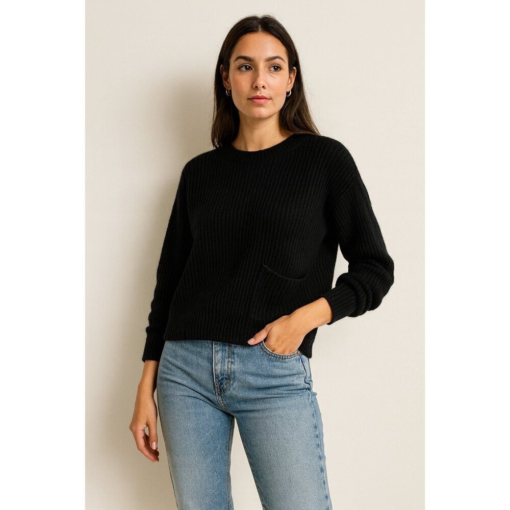 N.O.W. Andrea Rosati Cashmere Sweater Women Black Ribbed Knit Italy Oversized M